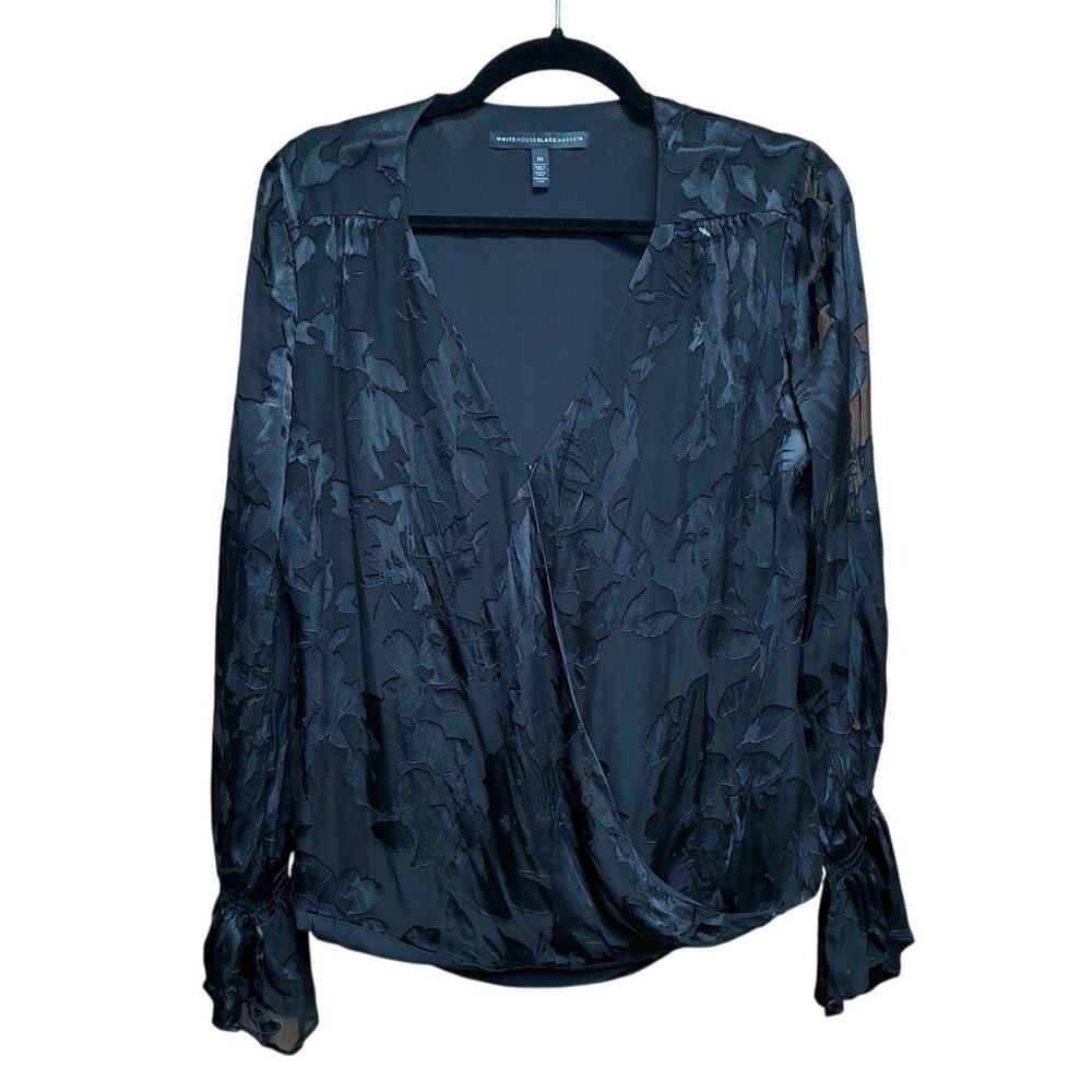 White House Black Market - Black Lace Bell Sleeve Blouse